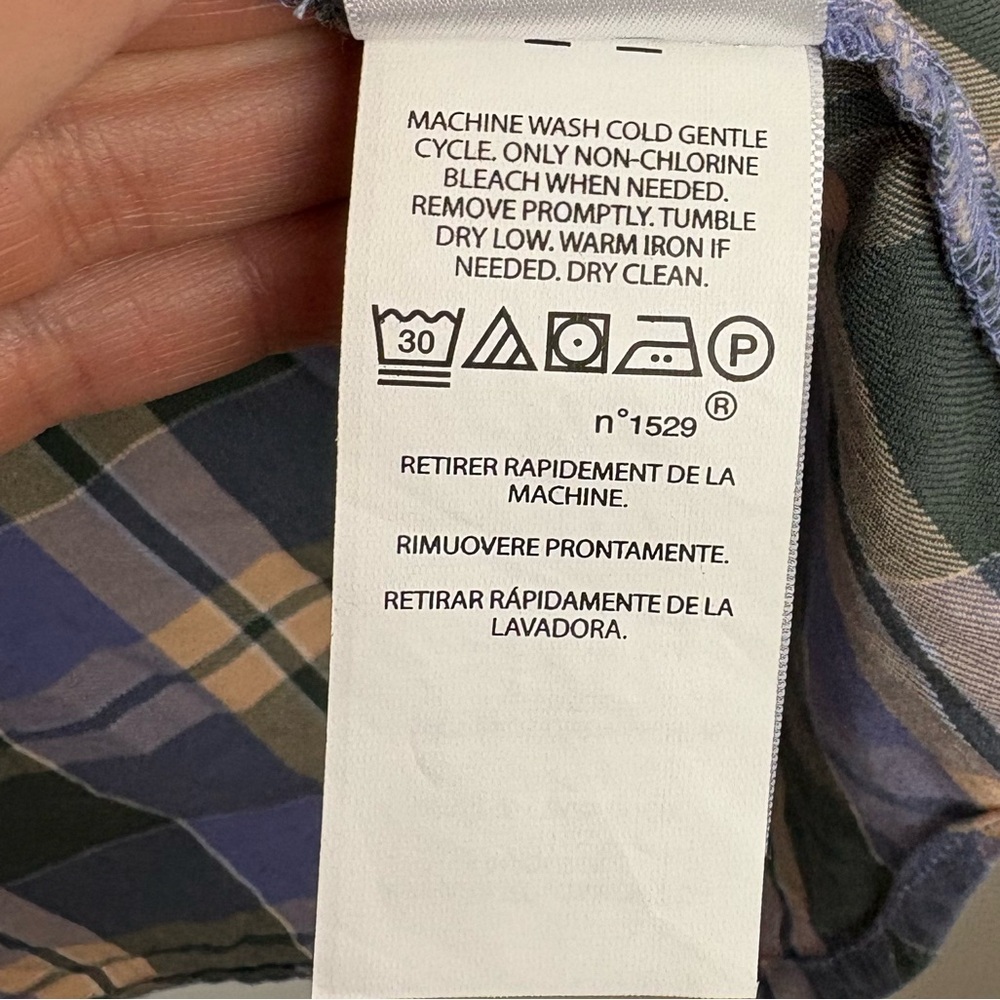 Lauren Ralph Lauren 100% Cotton Lavender, Green & Peach Plaid Button-Up size XL - Picture 6 of 12